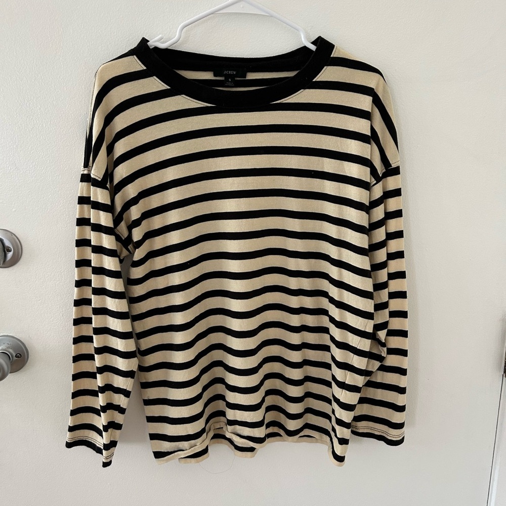 J. Crew Black and Cream Striped Long Sleeve